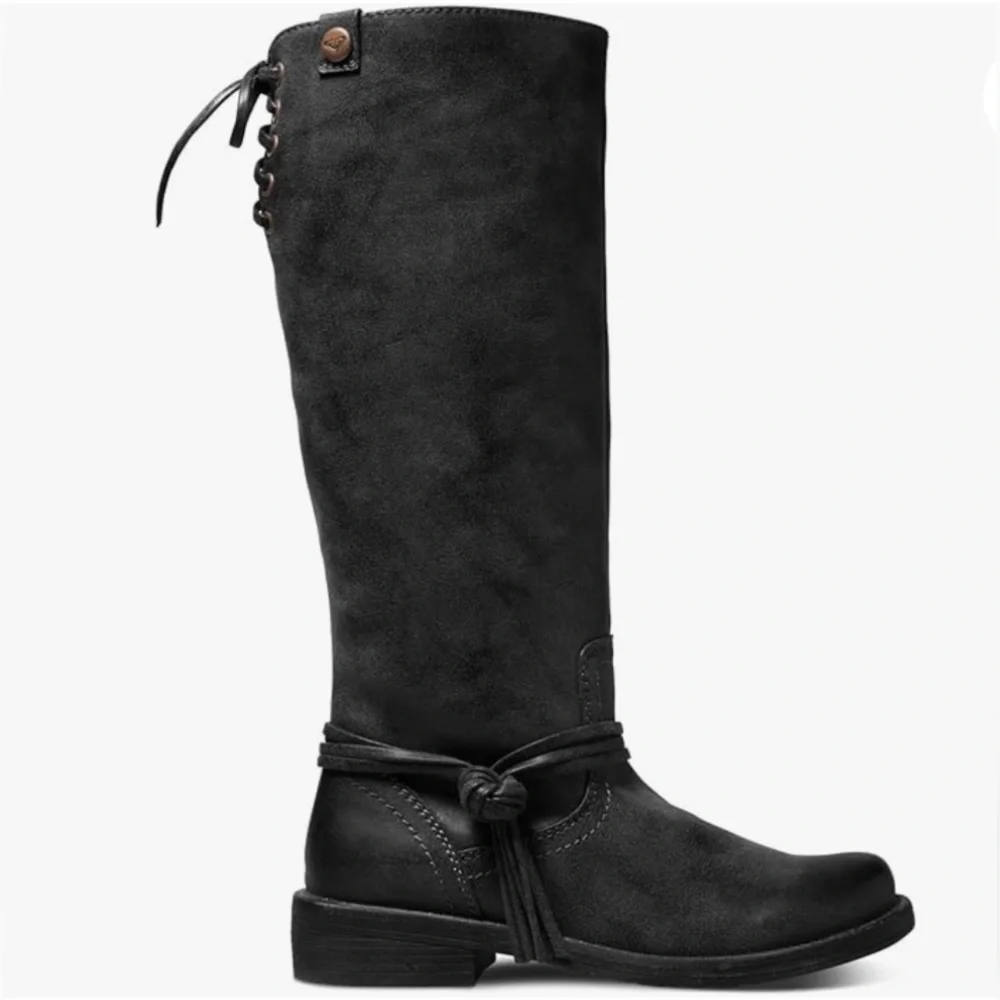 Roxy Women's Rider Motorcycle Distressed Tall Boots Black Shoes 8 - Picture 2 of 15